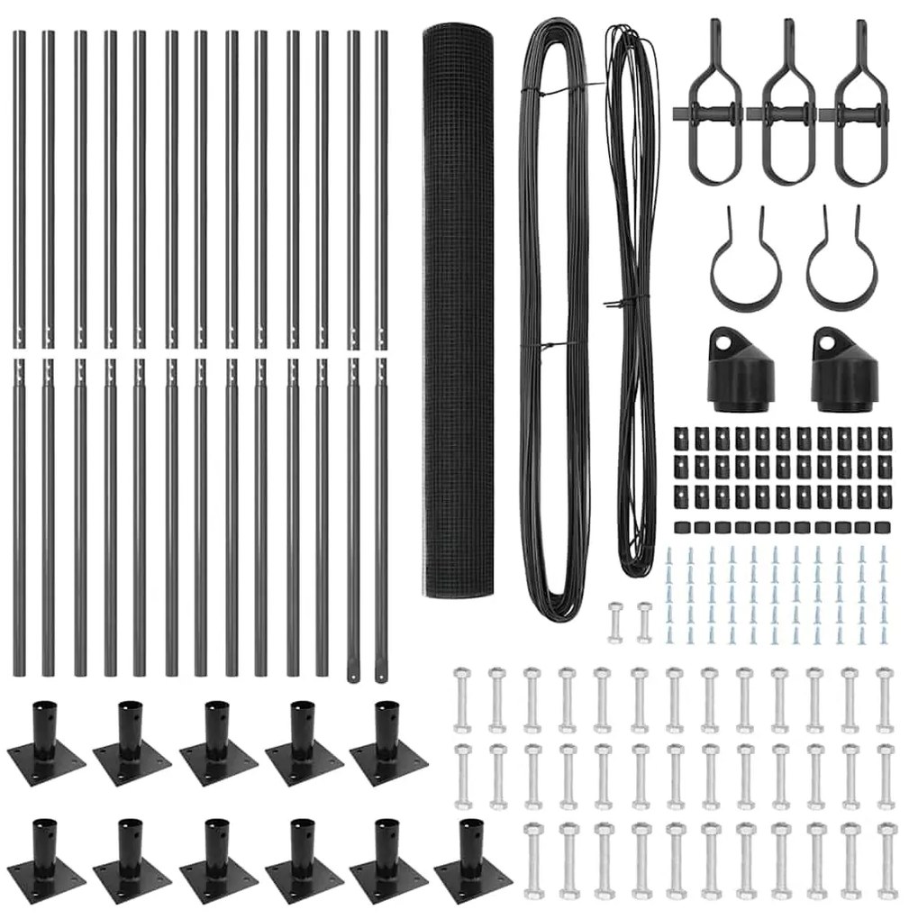 vidaXL Στύλος Περιφράξεων Γκρι 25 x 1 μ (16 x 16 mm δίχτυ) Ατσάλι
