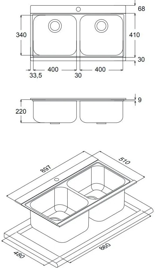 Νεροχύτης Apell Iris-Μαύρο