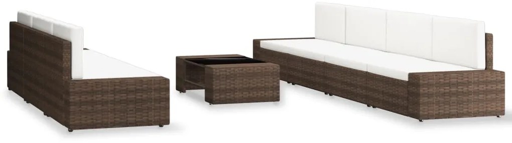 vidaXL Σαλόνι Κήπου 8 Τεμαχίων Καφέ από Συνθετικό Ρατάν