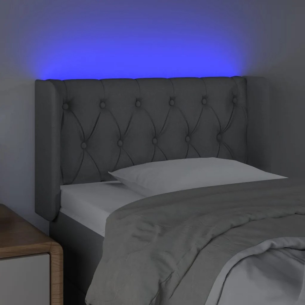 vidaXL Κεφαλάρι Κρεβατιού LED Ανοιχτό Γκρι 83x16x78/88 εκ. Υφασμάτινο