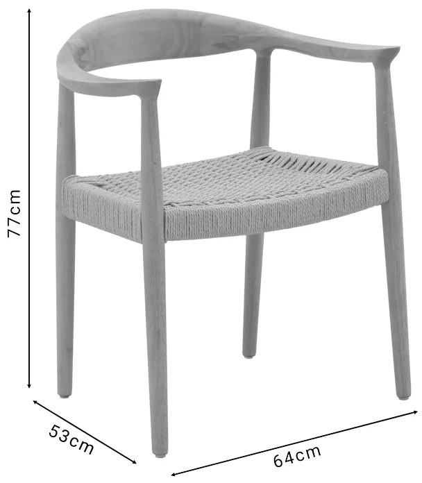 Πολυθρόνα Juvan pakoworld φυσικό rubberwood 64x53x77εκ - 263-000024