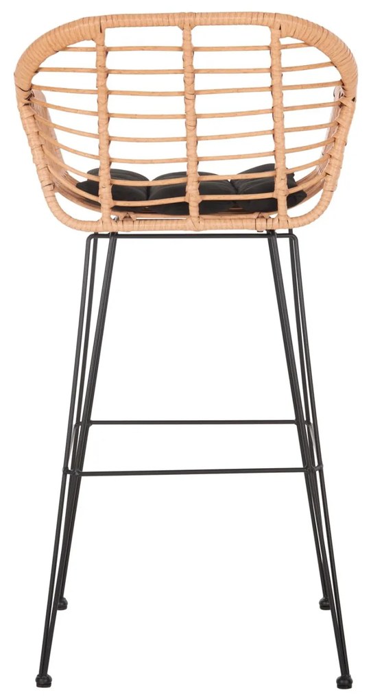ΣΚΑΜΠΟ ΜΠΑΡ ΨΗΛΟ ALLEGRA  ΜΠΕΖ P.E. RATTAN-ΜΑΥΡΟ ΜΕΤΑΛΛΟ 54x55x108Υεκ. 54x55x108 εκ.