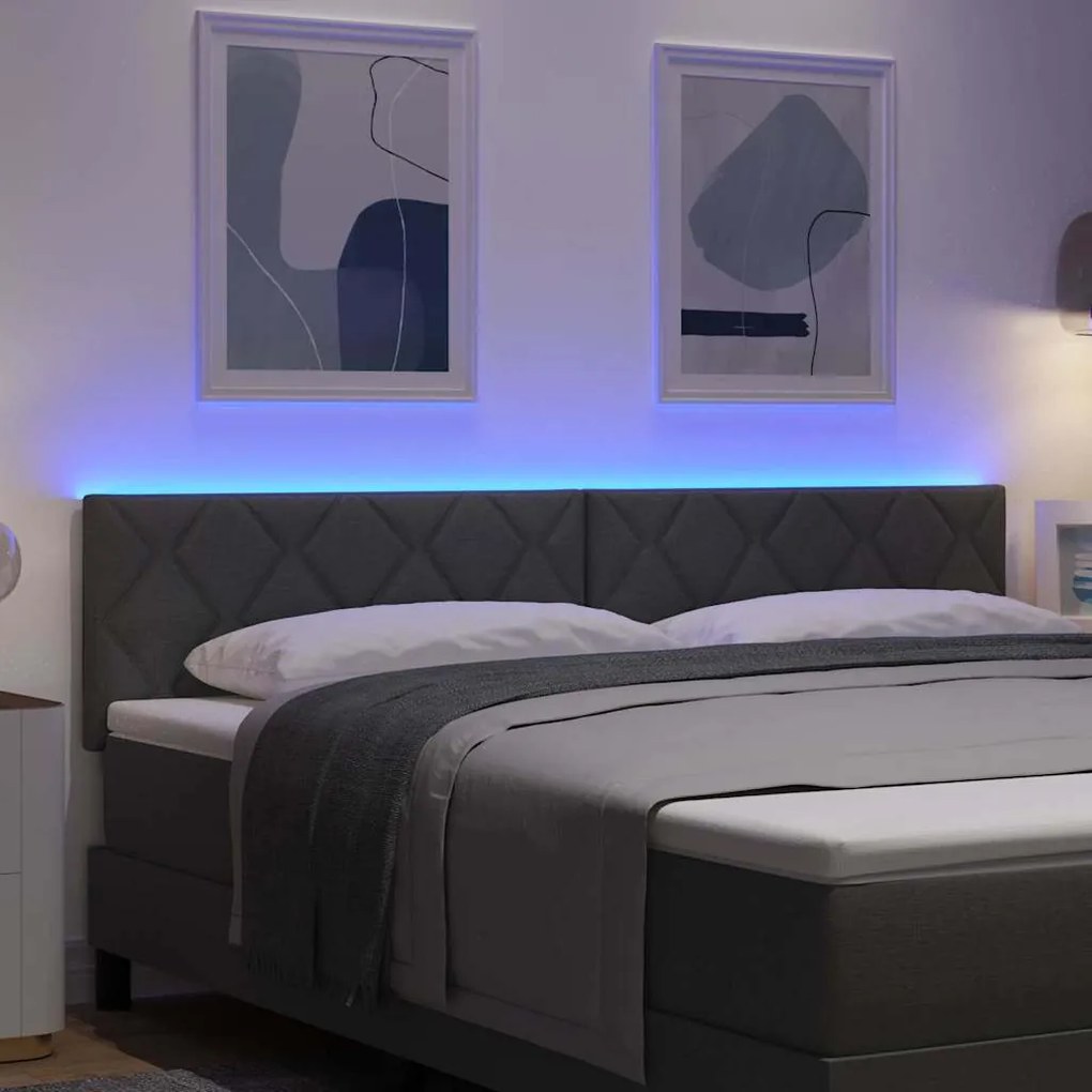 vidaXL Κεφαλάρι με φώτα λωρίδας LED με κεφαλάρι Γκρι 180 cm ύφασμα