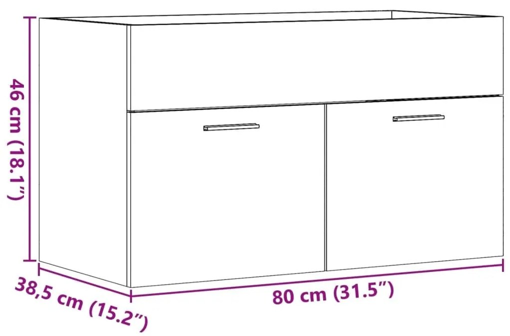 Ντουλάπι Νιπτήρα Sonoma Δρυς 80 x 38,5 x 46 εκ. από Επεξ. Ξύλο - Καφέ