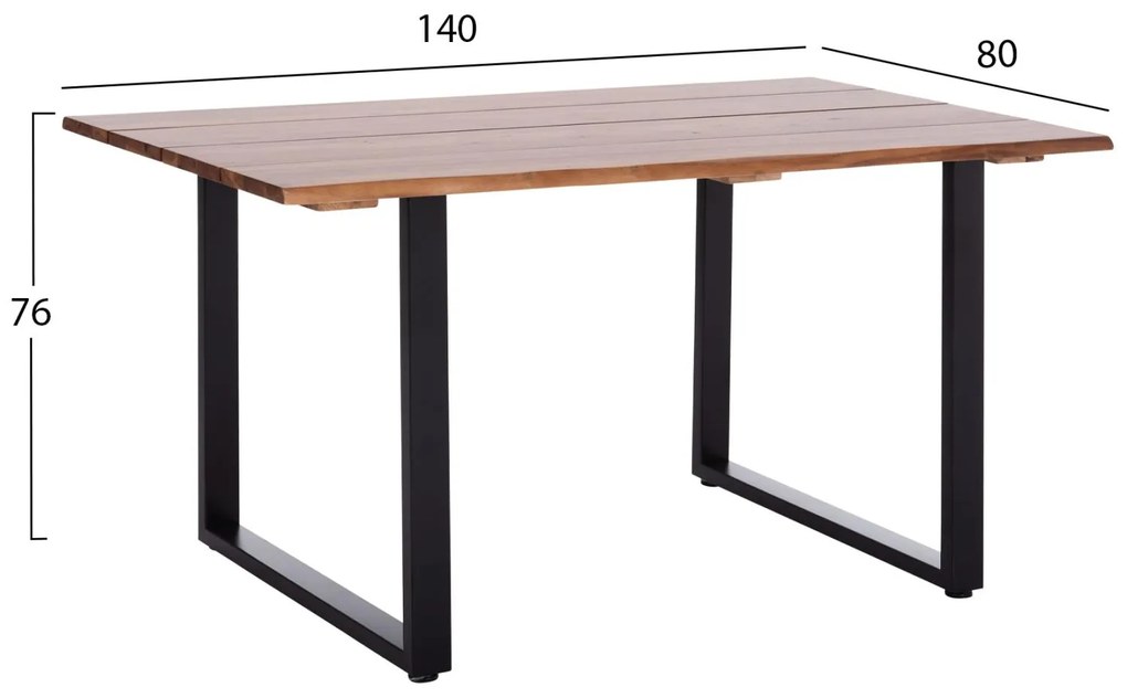 Τραπέζι Τραπεζαρίας FRIGGO Ξύλο Ακακίας πάχους 2,6εκ. σε Φυσικό 140x80x76Υεκ. 140x80x76 εκ.