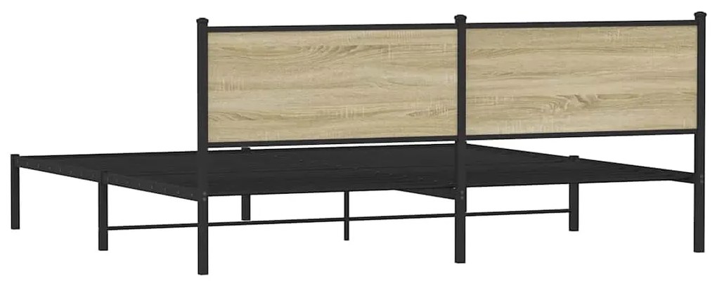 vidaXL Σκελετός Κρεβ. Χωρίς Στρώμα Sonoma Δρυς 193x203 εκ. Μεταλλικό