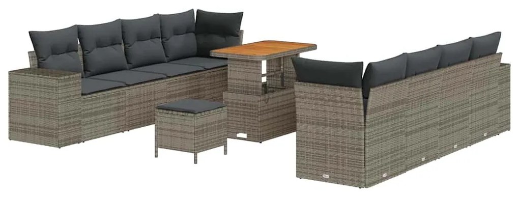 vidaXL Σετ Καναπέ Κήπου με μαξιλάρι 11 pcs Γκρι συνθετικό ρατάν