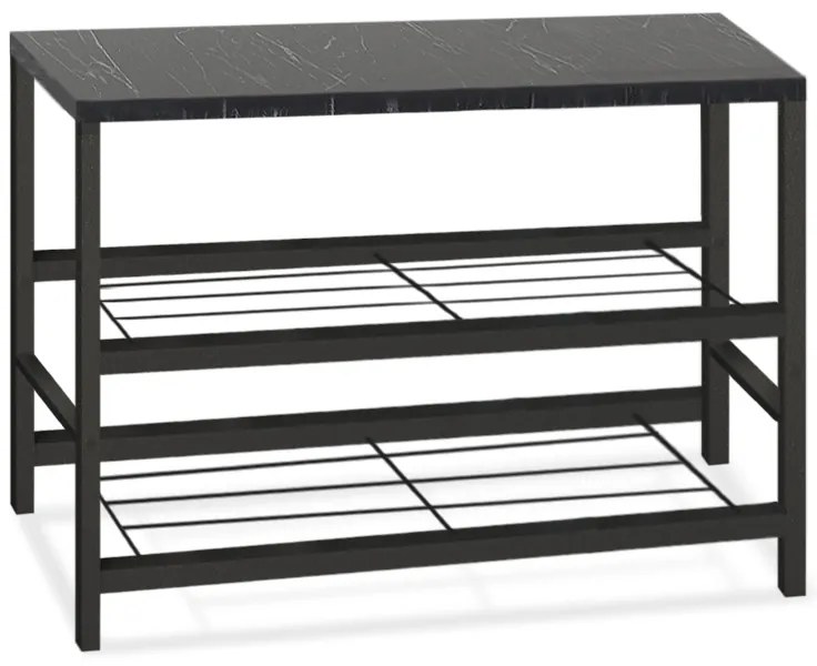 Παπουτσοθήκη Dalia Megapap 6 ζευγών μεταλλική - μελαμίνης χρώμα μαύρο εφέ μαρμάρου 65x30x45εκ.