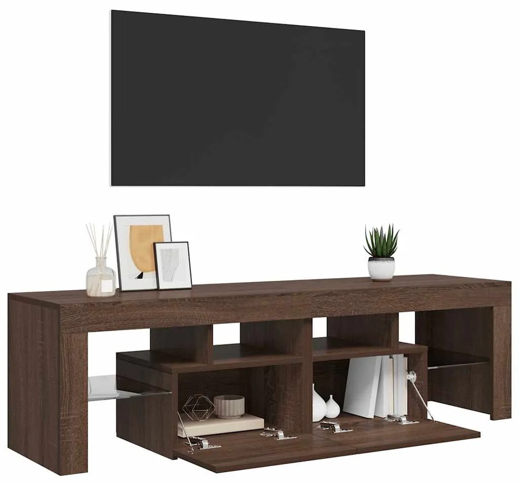 vidaXL Έπιπλο Τηλεόρασης με LED Καφέ Δρυς 140 x 36,5 x 40 εκ.