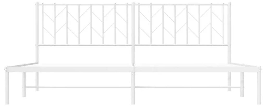 Πλαίσιο Κρεβατιού με Κεφαλάρι Λευκό 193 x 203 εκ. Μεταλλικό