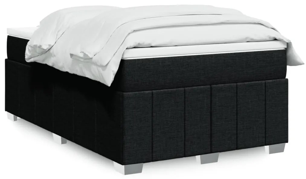 vidaXL Κρεβάτι Boxspring με Στρώμα Μαύρο 120x190 εκ. Υφασμάτινο