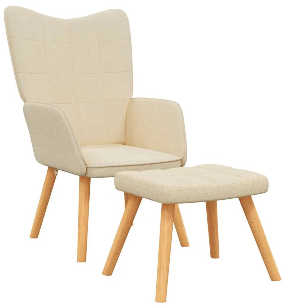 vidaXL Πολυθρόνα Relax Κρεμ Υφασμάτινη με Σκαμπό