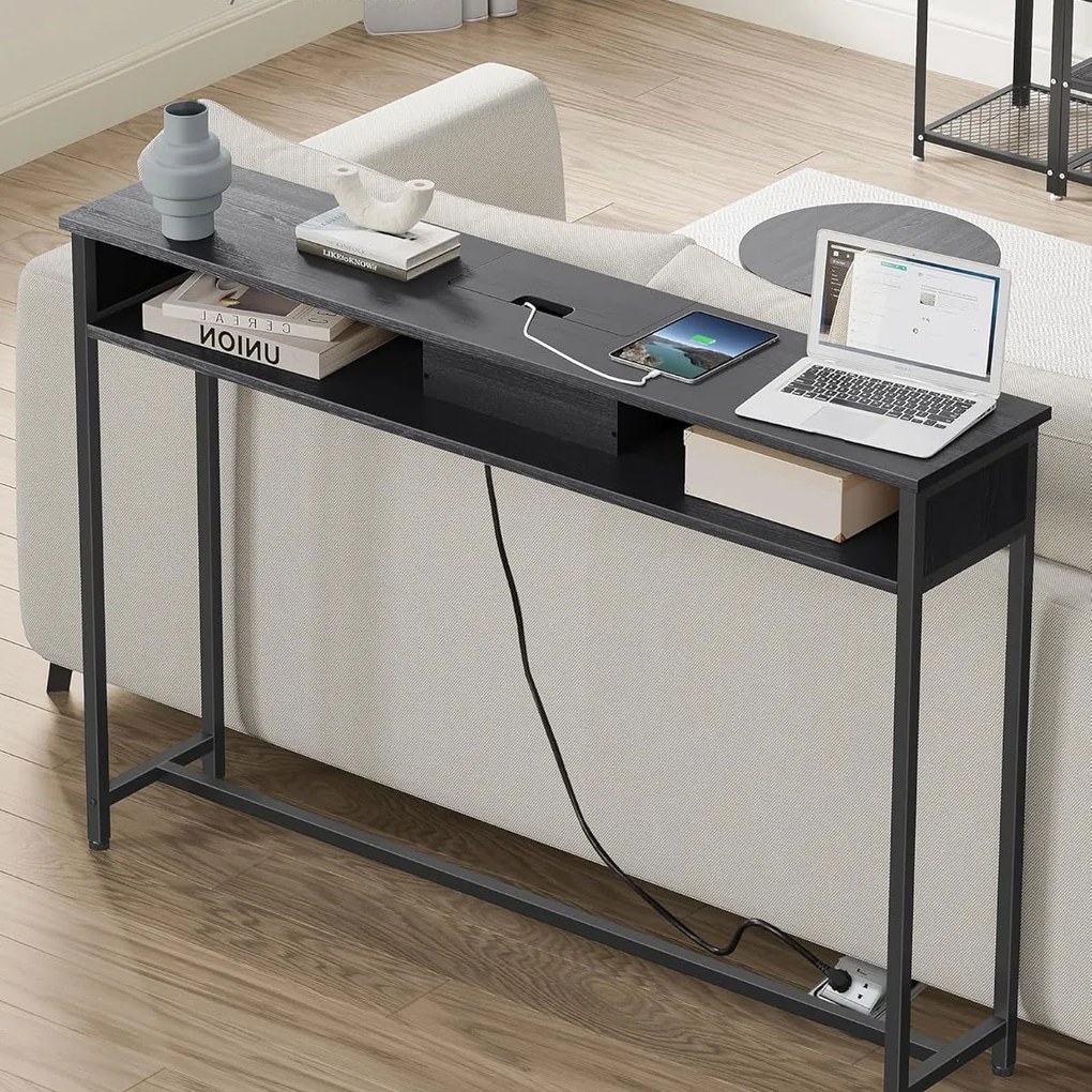 Κονσόλα Εισόδου Με Ενσωματωμένες Πρίζες &amp; USB (120x25x81) Vasagle LNT111B01