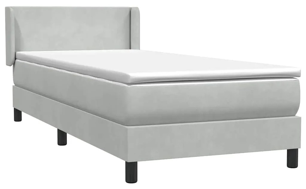 vidaXL Box Spring κρεβάτι με στρώμα ανοιχτό γκρι 80x220 cm Βελούδινο