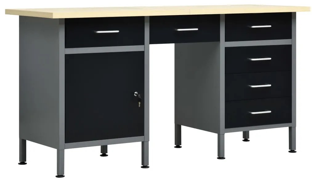 vidaXL Πάγκος Εργασίας Μαύρος 160 x 60 x 85 εκ. Ατσάλινος