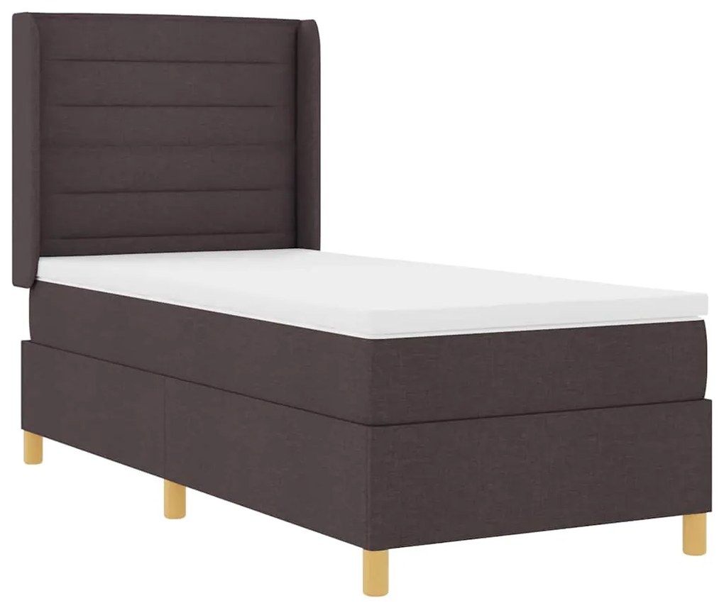 vidaXL Κρεβάτι με ελατήρια με στρώμα Καφέ 90 x 190 cm ύφασμα