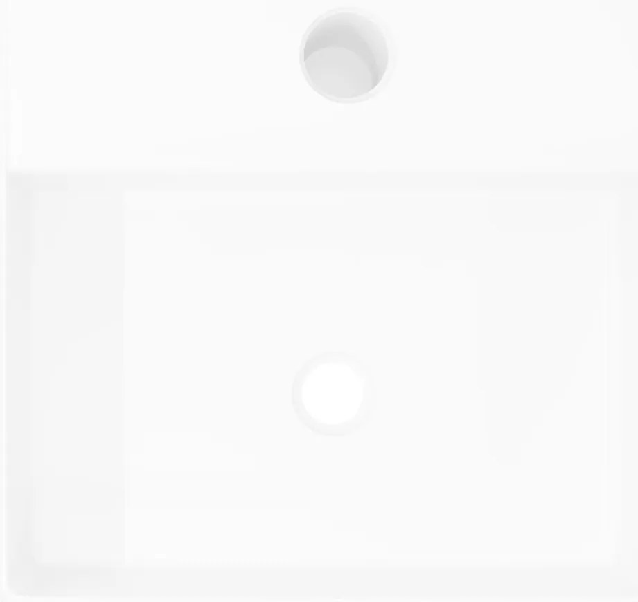 Νιπτήρας Μπάνιου Τετράγωνος με Οπή Βρύσης Λευκός Κεραμικός