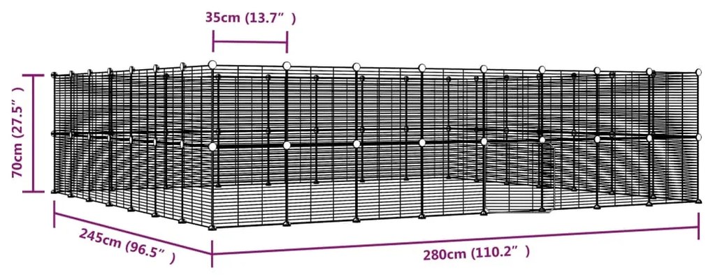 vidaXL Κλουβί Κατοικίδιων με 60 Πάνελ + Πόρτα Μαύρο 35 x 35εκ Ατσάλινο