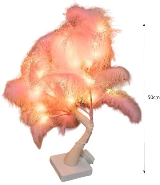 Χριστουγεννιάτικο διακοσμητικό φωτιζόμενο δεντράκι ροζ με θερμό χρώμα LED 50cm 24L - Christmas tree