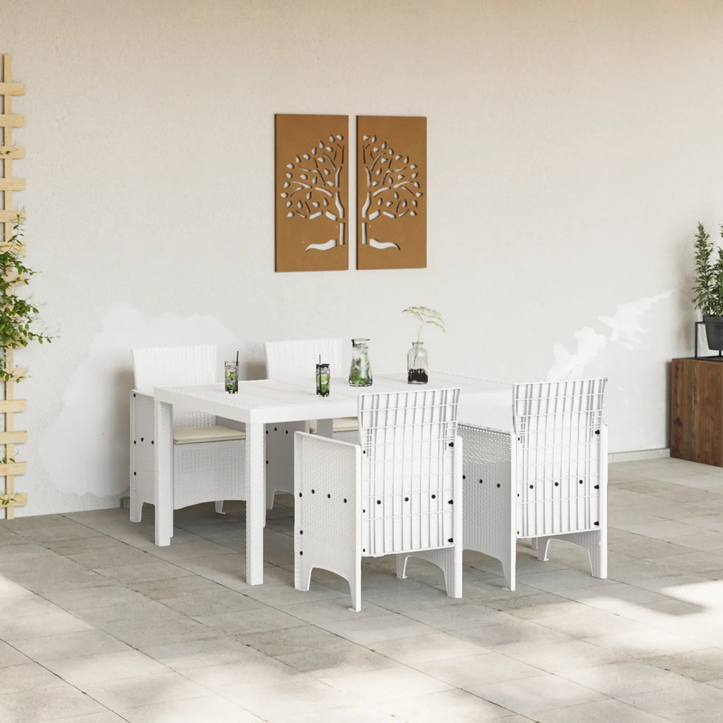 vidaXL Σετ Τραπεζαρίας Κήπου 5 pcs Λευκό 150 x 100 x 73 εκ.