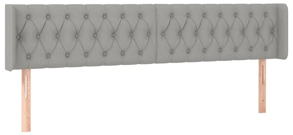 vidaXL Κεφαλάρι Κρεβατιού LED Ανοιχτό Γκρι 203x16x78/88 εκ. Υφασμάτινο