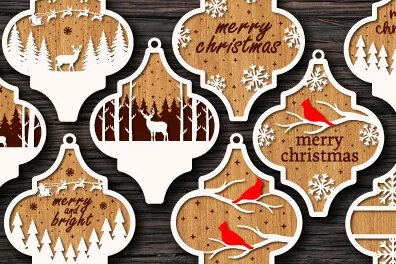 Σετ των 3 Intra απο ξύλο plywood 3mm-4mm πάχος Χριστουγεννιάτικο αραβικό στολίδι με λέιζερ Δίασταση 8x8 cm INTRAFABR-76757125