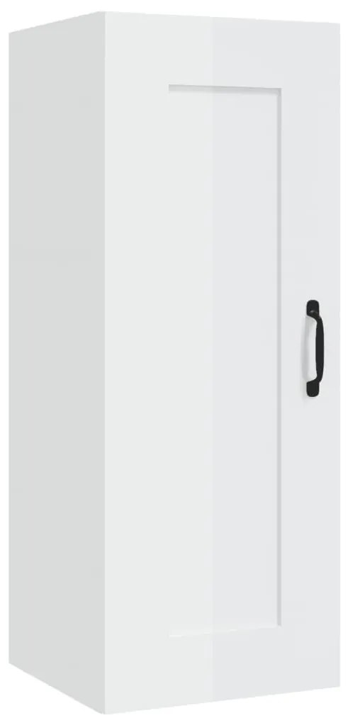 vidaXL Ντουλάπι Κρεμαστό Γυαλ. Λευκό 35x34x90 εκ. Επεξεργασμένο Ξύλο
