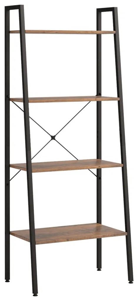 vidaXL Ραφιέρα 4 Επιπέδων Σκούρο Καφέ &amp; Μαύρο 56x35x140 εκ.