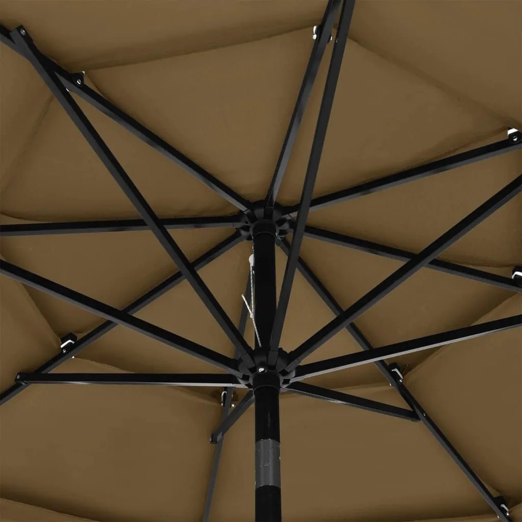 Ομπρέλα 3 Επιπέδων Taupe 3 μ. με Ιστό Αλουμινίου - Μπεζ-Γκρι
