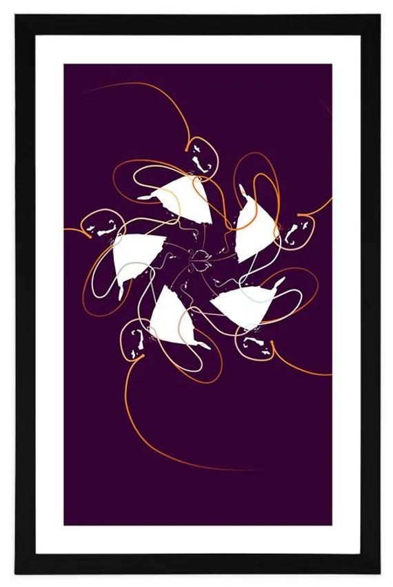 Αφίσα με πασπαρτού Χορεύοντας με κορδέλες σε σκοτεινό φόντο - 40x60 white