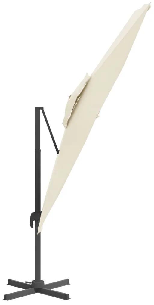 Κρεμαστή Ομπρέλα με Διπλή Κορυφή Λευκό Άμμου 400 x 300 εκ. - Κρεμ