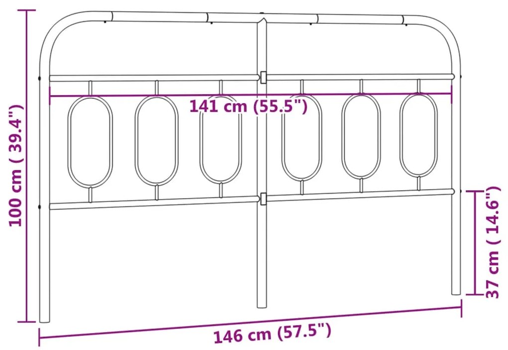 vidaXL Κεφαλάρι Λευκό 140 εκ. Μεταλλικό