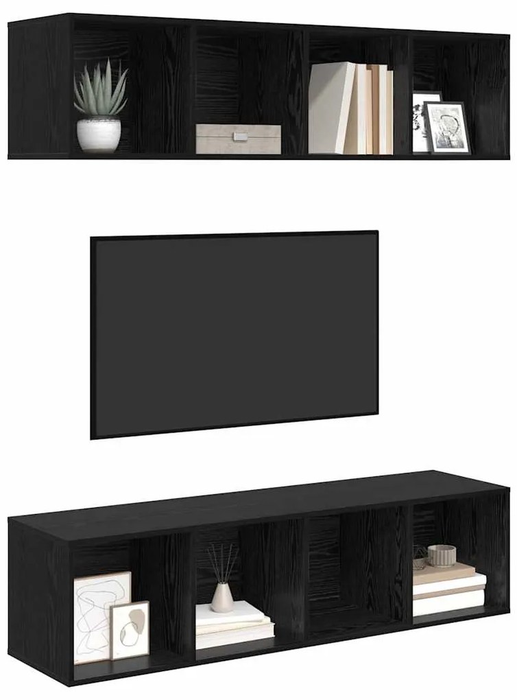 vidaXL Σετ επίπλου τηλεόρασης 2 pcs Μαύρη δρυς 37 x 37 x 142.5 εκ