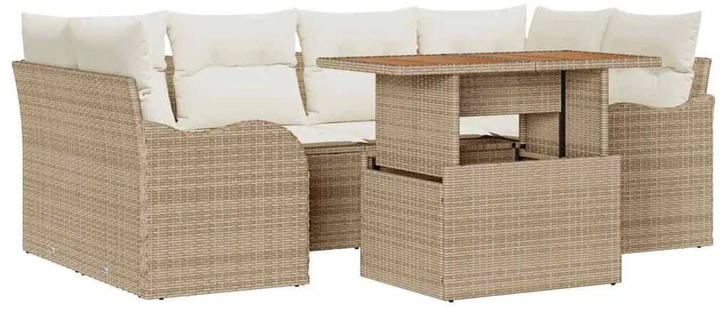 vidaXL Σετ Καναπέ Κήπου 7 pcs μπεζ και κρεμ 100 x 55 x 73 εκ