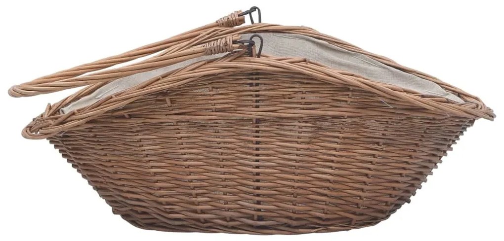 286988 Firewood Basket with Handle 60x44x55 cm Natural Willow - Καφέ