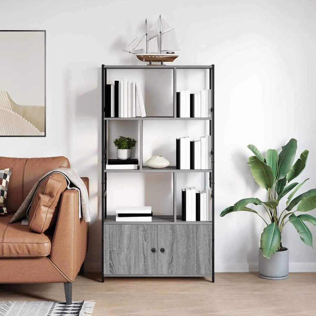 vidaXL Ράφι Βιβλίων Γκρι sonoma 80 x 30 x 155.5 εκ Επεξεργασμένο ξύλο