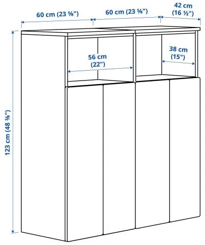 SMASTAD/PLATSA σύνθεση αποθήκευσης με 6 ράφια, 120x42x123 cm 595.496.86