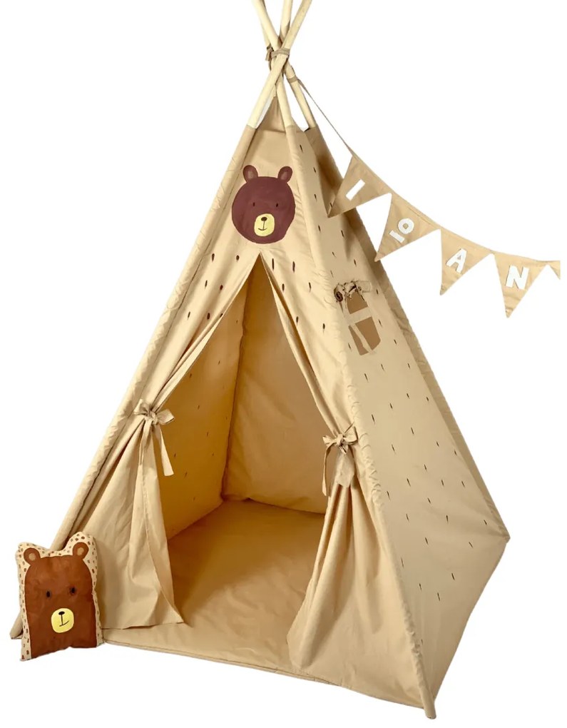 Παιδική Σκηνή - teepee tent Bear - Ζωγραφισμένη στο χέρι