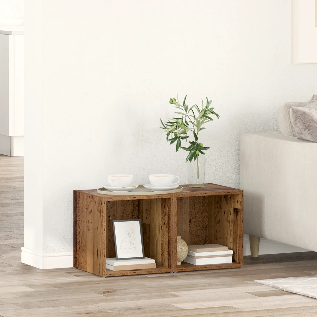 vidaXL Ντουλάπι TV 2 pcs Καφέ 37 x 35 x 37 εκ Επεξεργασμένο ξύλο