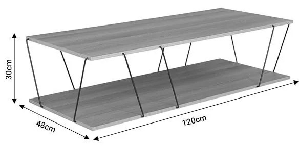 Tραπέζι σαλονιού Tars οακ-μαύρο 120x48x30εκ 120x48x30 εκ.