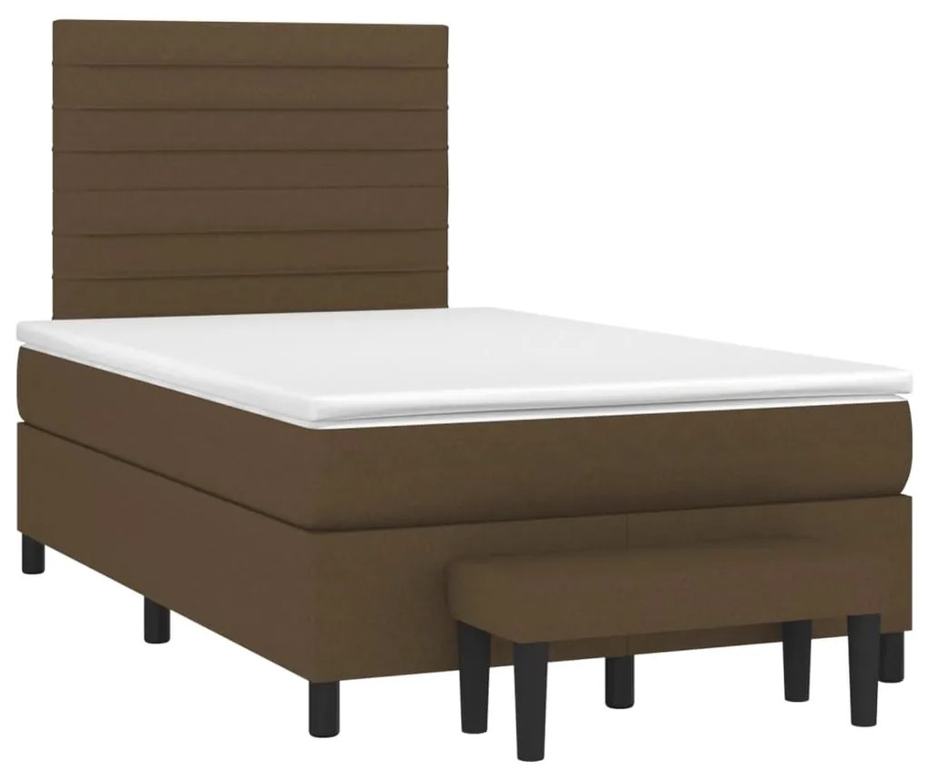 vidaXL Κρεβάτι Boxspring με Στρώμα Σκούρο Καφέ 120x200 εκ. Υφασμάτινο