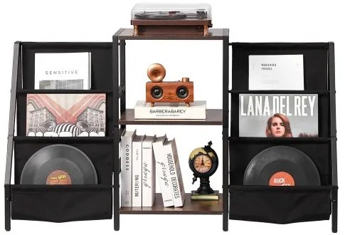 VEVOR 3-Tier Record Player Stand Metal Vinyl Record Stand up to 280 Album Black