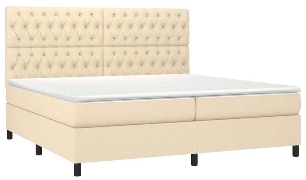 vidaXL Κρεβάτι Boxspring με Στρώμα Κρεμ 200x200 εκ. Υφασμάτινο