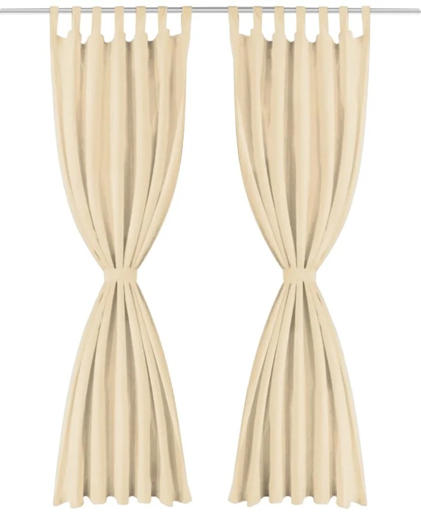 vidaXL Κουρτίνες με Θηλιές 2 τεμ. Μπεζ 140 x 175 εκ. από Microsatin