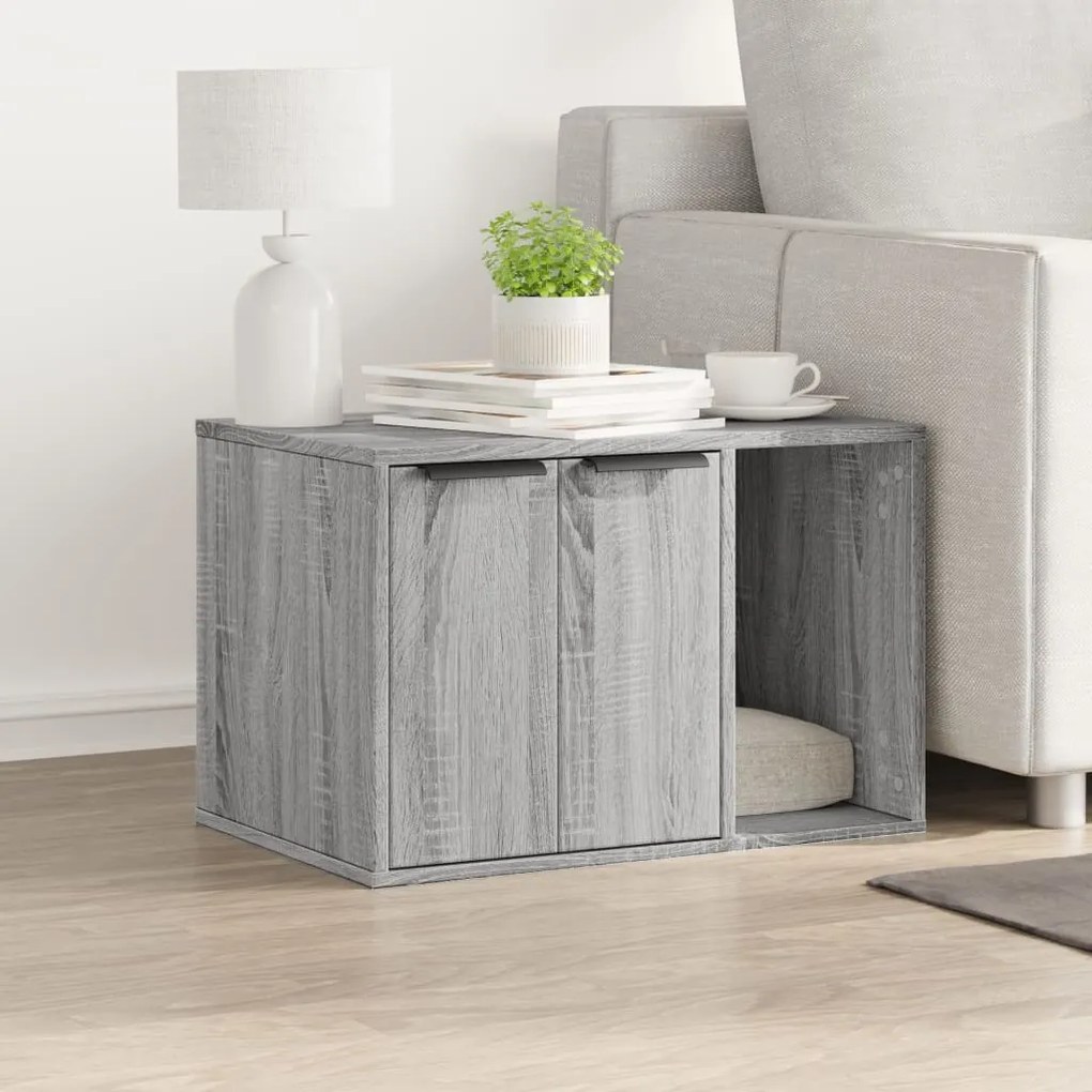 Τουαλέτα Γάτας Περίφραξη Γκρι Sonoma 60x40x40εκ Επεξεργασμ Ξύλο - Γκρι