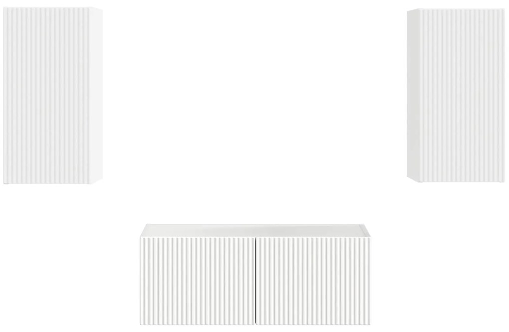 vidaXL Σετ επίπλου τηλεόρασης Επιτοίχιο 2 pcs Λευκό Επεξεργασμένο ξύλο