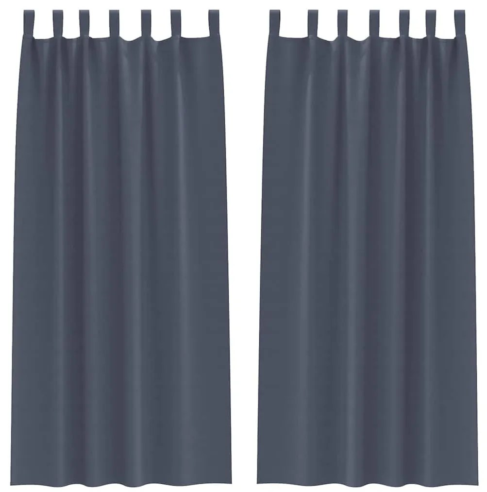 vidaXL Κουρτίνες με κουρτίνες 2 pcs Ανθρακί 245x140εκ. Πολυεστέρας