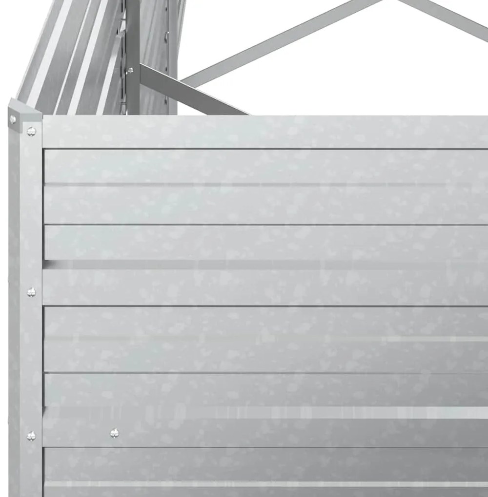 vidaXL Ζαρντινιέρα Υπερυψωμένη Ασημί 320x80x77 εκ. Γαλβανισμ. Χάλυβας