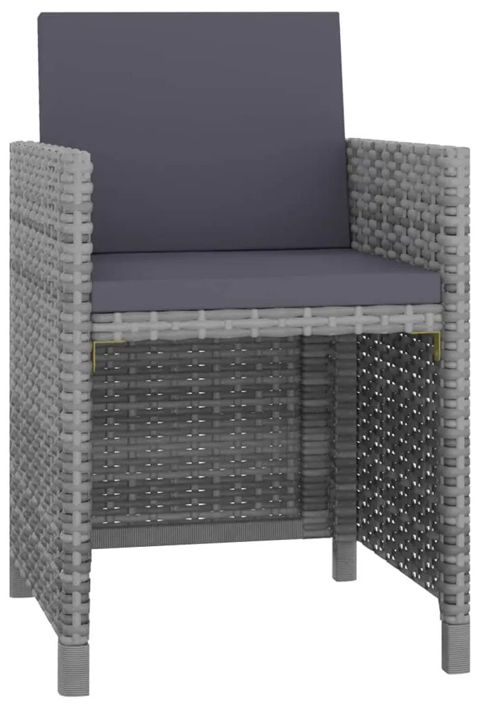 vidaXL Σετ Τραπεζαρίας Εξ. Χώρου 9 τεμ. Ανθρακί Συνθ Ρατάν + Μαξιλάρια