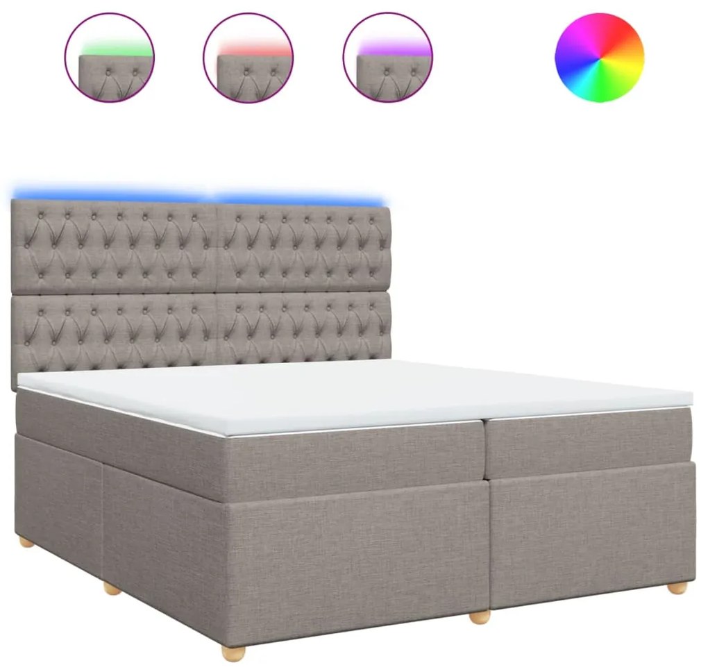 vidaXL Κρεβάτι Boxspring με Στρώμα Taupe 200x200 εκ. Υφασμάτινο